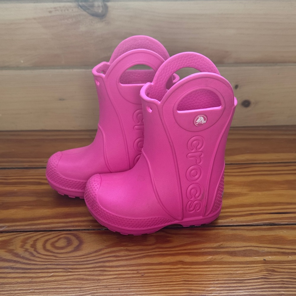 CROCS Kids Vibrant Pink Rain Boots